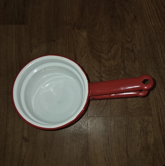 Vintage Enmal Double Broiler Red and White Decor - Picture 2 of 5